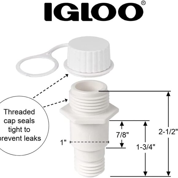 Igloo Cooler Threaded Drain Plug Replacement Part Parts Kit Cap Plugs # 24011 - Picture 3 of 12